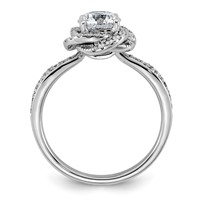 14K White Gold 1.38ct Cert Round Center Lab Grown Dia VS+ F+ Swirl Halo Comp Ring view 2