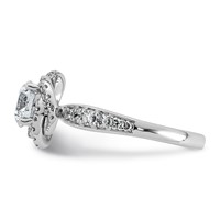 14K White Gold 1.38ct Cert Round Center Lab Grown Dia VS+ F+ Swirl Halo Comp Ring view 3