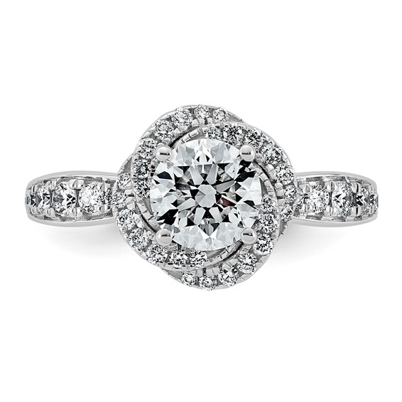 14kw 1 3/8ct Cert Round Center Lab Grown Dia VS+ F+ Swirl Halo Comp Ring