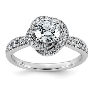 14kw 1 3/8ct Cert Round Center Lab Grown Dia VS+ F+ Swirl Halo Comp Ring
