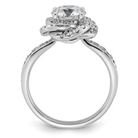 14K White Gold 2ct Cert Round Center Lab Grown Dia VS+ F+ Swirl Halo Comp Ring view 2