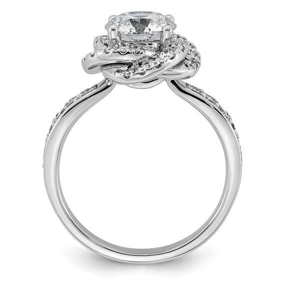 14kw 2ct Cert Round Center Lab Grown Dia VS+ F+ Swirl Halo Comp Ring