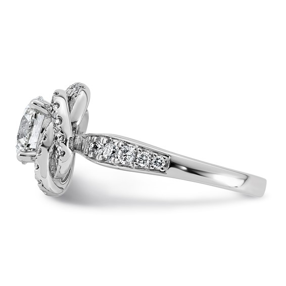 14kw 2ct Cert Round Center Lab Grown Dia VS+ F+ Swirl Halo Comp Ring