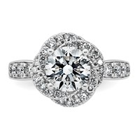 14K White Gold 2ct Cert Round Center Lab Grown Dia VS+ F+ Swirl Halo Comp Ring view 4