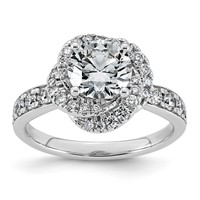 14K White Gold 2ct Cert Round Center Lab Grown Dia VS+ F+ Swirl Halo Comp Ring view 1