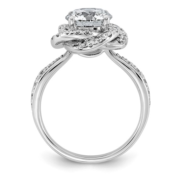 14kw 2 5/8ct Cert Round Center Lab Grown Dia VS+ F+ Swirl Halo Comp Ring