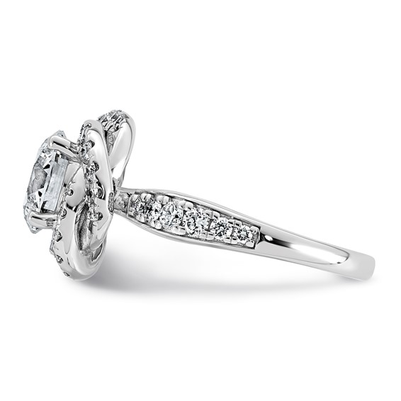 14kw 2 5/8ct Cert Round Center Lab Grown Dia VS+ F+ Swirl Halo Comp Ring