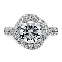 14K White Gold 2.62ct Cert Round Center Lab Grown Dia VS+ F+ Swirl Halo Comp Ring view 4