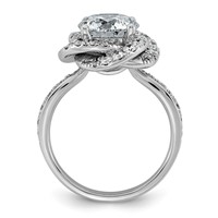 14K White Gold 3.33ct Cert Round Center Lab Grown Dia VS+ F+ Swirl Halo Comp Ring view 2