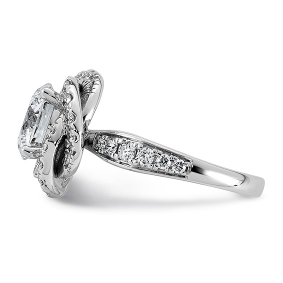 14kw 3 1/3ct Cert Round Center Lab Grown Dia VS+ F+ Swirl Halo Comp Ring