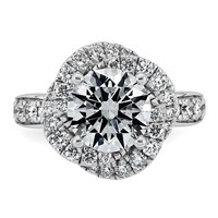 14K White Gold 3.33ct Cert Round Center Lab Grown Dia VS+ F+ Swirl Halo Comp Ring view 4