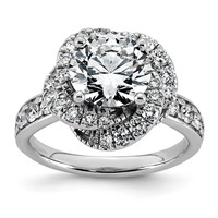 14K White Gold 3.33ct Cert Round Center Lab Grown Dia VS+ F+ Swirl Halo Comp Ring view 1