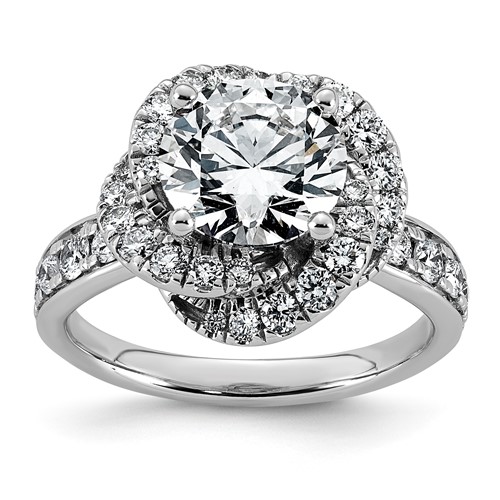 14K White Gold 3.33ct Cert Round Center Lab Grown Dia VS+ F+ Swirl Halo Comp Ring