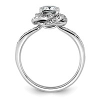 14K White Gold 1.38ct Cert Cushion Center LabGrown Dia VS+ F+ Swirl Halo Comp Ring view 2