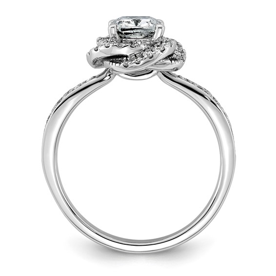 14kw 1 3/8ct Cert Cushion Center LabGrown Dia VS+ F+ Swirl Halo Comp Ring