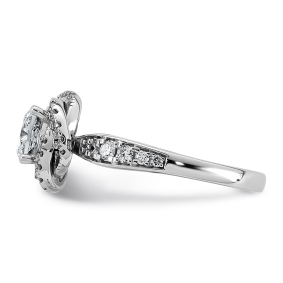 14kw 1 3/8ct Cert Cushion Center LabGrown Dia VS+ F+ Swirl Halo Comp Ring