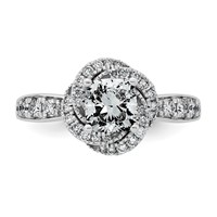 14K White Gold 1.38ct Cert Cushion Center LabGrown Dia VS+ F+ Swirl Halo Comp Ring view 4