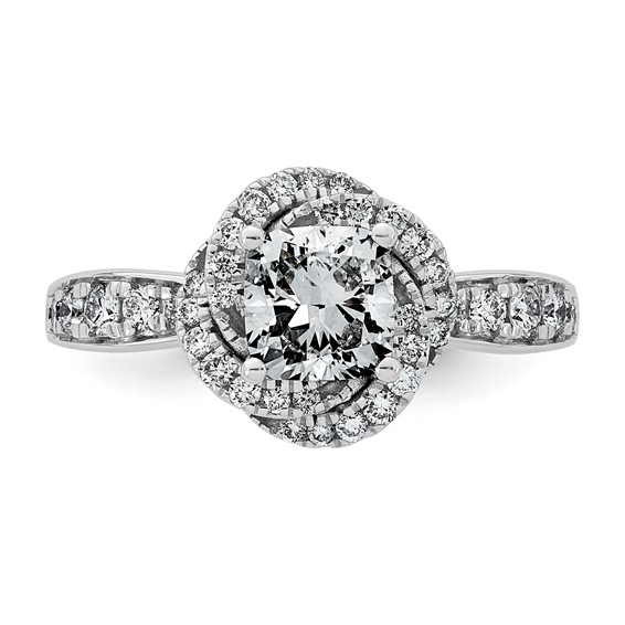 14kw 1 3/8ct Cert Cushion Center LabGrown Dia VS+ F+ Swirl Halo Comp Ring
