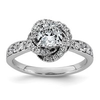 14K White Gold 1.38ct Cert Cushion Center LabGrown Dia VS+ F+ Swirl Halo Comp Ring view 1
