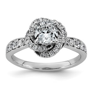 14kw 1 3/8ct Cert Cushion Center LabGrown Dia VS+ F+ Swirl Halo Comp Ring