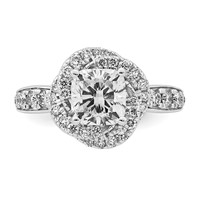 14K White Gold 2ct Cert Cushion Center Lab Grown Dia VS+ F+ Swirl Halo Comp Ring view 4