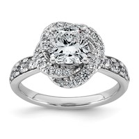 14K White Gold 2ct Cert Cushion Center Lab Grown Dia VS+ F+ Swirl Halo Comp Ring view 1