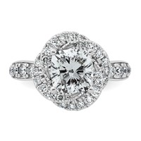 14K White Gold 2.75ct Cert Cushion Center LabGrown Dia VS+ F+ Swirl Halo Comp Ring view 4