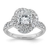 14K White Gold 2.75ct Cert Cushion Center LabGrown Dia VS+ F+ Swirl Halo Comp Ring view 1