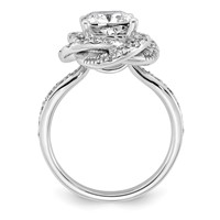 14K White Gold 3.38ct Cert Cushion Center LabGrown Dia VS+ F+ Swirl Halo Comp Ring view 2