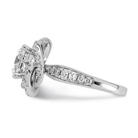 14K White Gold 3.38ct Cert Cushion Center LabGrown Dia VS+ F+ Swirl Halo Comp Ring view 3