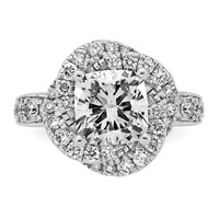 14K White Gold 3.38ct Cert Cushion Center LabGrown Dia VS+ F+ Swirl Halo Comp Ring view 4