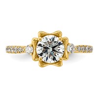 14K Yellow Gold 1.38ct Cert Round Center Lab Grown Dia VS+ F+ Comp Ring view 4