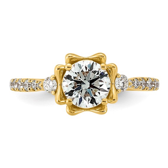 14ky 1 3/8ct Cert Round Center Lab Grown Dia VS+ F+ Comp Ring