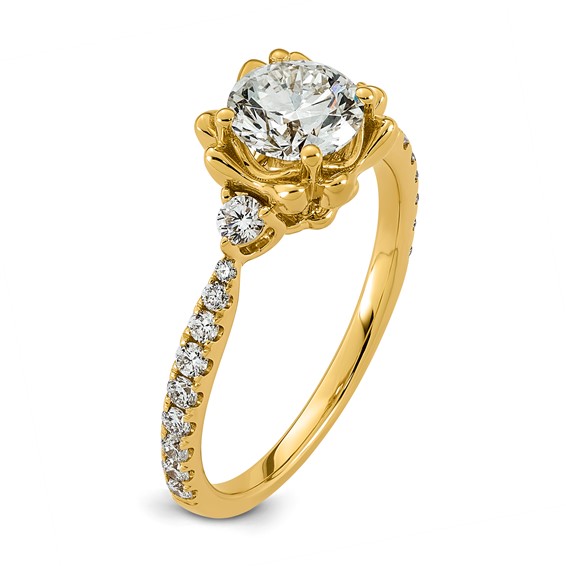 14ky 1 3/8ct Cert Round Center Lab Grown Dia VS+ F+ Comp Ring