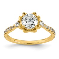14K Yellow Gold 1.38ct Cert Round Center Lab Grown Dia VS+ F+ Comp Ring view 1