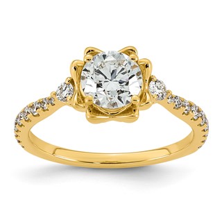 14ky 1 3/8ct Cert Round Center Lab Grown Dia VS+ F+ Comp Ring