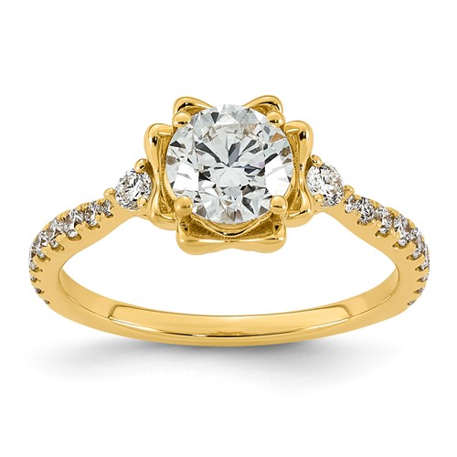 14K Yellow Gold 1.38ct Cert Round Center Lab Grown Dia VS+ F+ Comp Ring