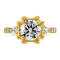 14K Yellow Gold 2.50ct Cert Round Center Lab Grown Dia VS+ F+ Comp Ring view 4