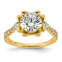 14K Yellow Gold 2.50ct Cert Round Center Lab Grown Dia VS+ F+ Comp Ring view 1