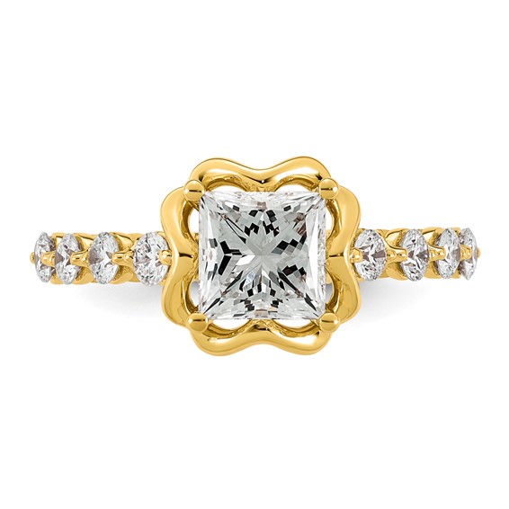 14ky 2 1/4ct Cert Princess Center Lab Grown Dia VS+ F+ Comp Ring