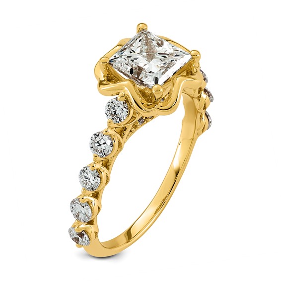 14ky 2 1/4ct Cert Princess Center Lab Grown Dia VS+ F+ Comp Ring