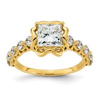14K Yellow Gold 2.25ct Cert Princess Center Lab Grown Dia VS+ F+ Comp Ring view 1
