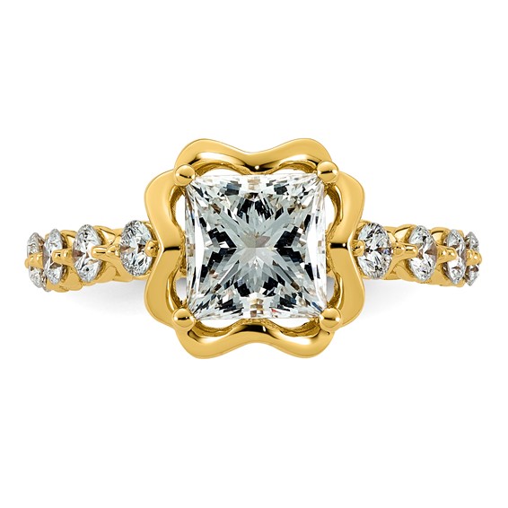14ky 2 7/8ct Cert Princess Center Lab Grown Dia VS+ F+ Comp Ring