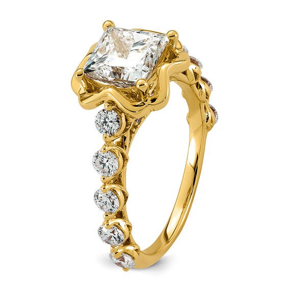 14ky 2 7/8ct Cert Princess Center Lab Grown Dia VS+ F+ Comp Ring