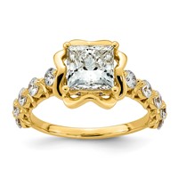 14K Yellow Gold 2.88ct Cert Princess Center Lab Grown Dia VS+ F+ Comp Ring view 1