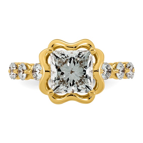 14ky 3 5/8ct Cert Princess Center Lab Grown Dia VS+ F+ Comp Ring