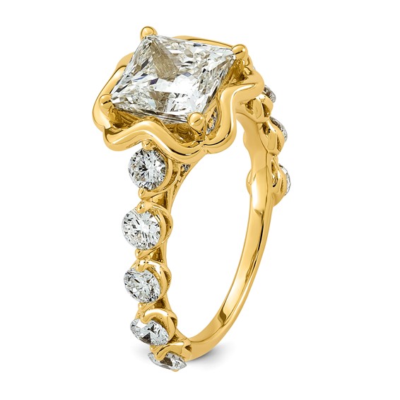 14ky 3 5/8ct Cert Princess Center Lab Grown Dia VS+ F+ Comp Ring