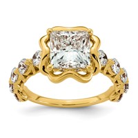 14K Yellow Gold 3.62ct Cert Princess Center Lab Grown Dia VS+ F+ Comp Ring view 1