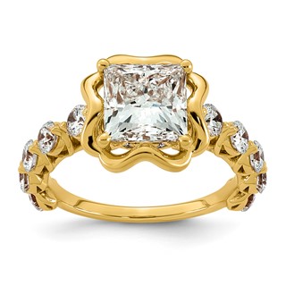 14ky 3 5/8ct Cert Princess Center Lab Grown Dia VS+ F+ Comp Ring