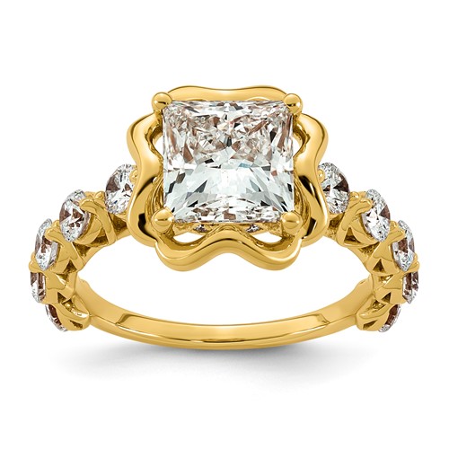 14K Yellow Gold 3.62ct Cert Princess Center Lab Grown Dia VS+ F+ Comp Ring